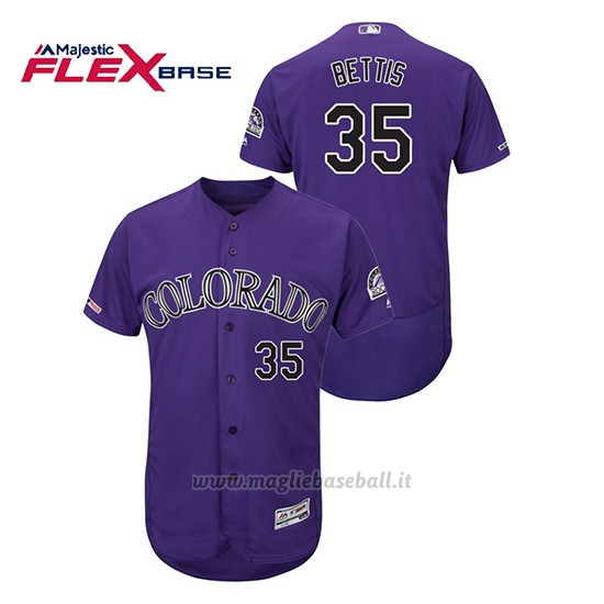 Maglia Baseball Uomo Colorado Rockies Chad Bettis 150th Aniversario Patch Flex Base Viola